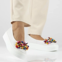 Skórzane półbuty na platformie Filippo DP6024/24 WH białe