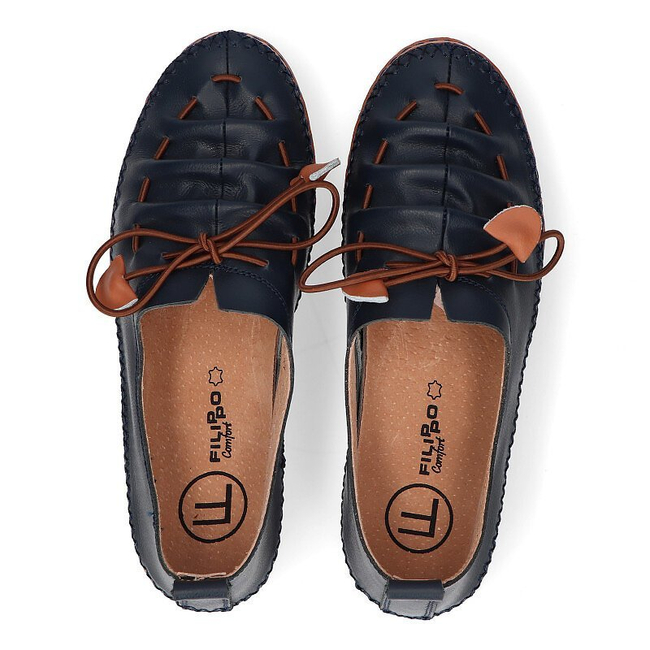 Leather shoes Filippo DP2058/21 NV navy blue