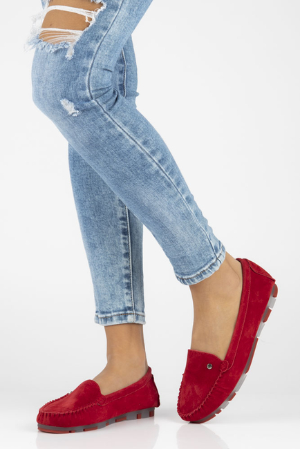 Skórzane mokasyny Filippo DP2037/23 RD czerwone