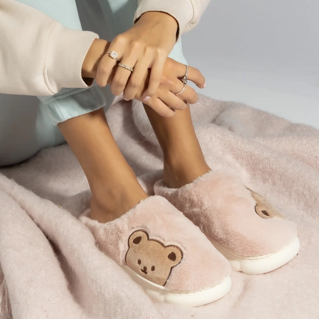 Fur slippers pink WS9028-82