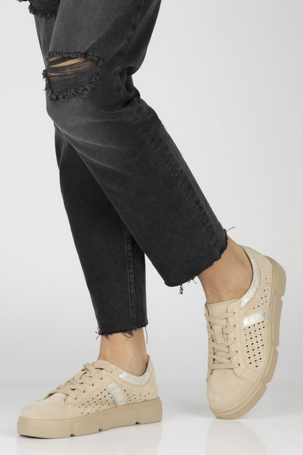 Skórzane półbuty na platformie Filippo DP4531/23 BE BE beżowe