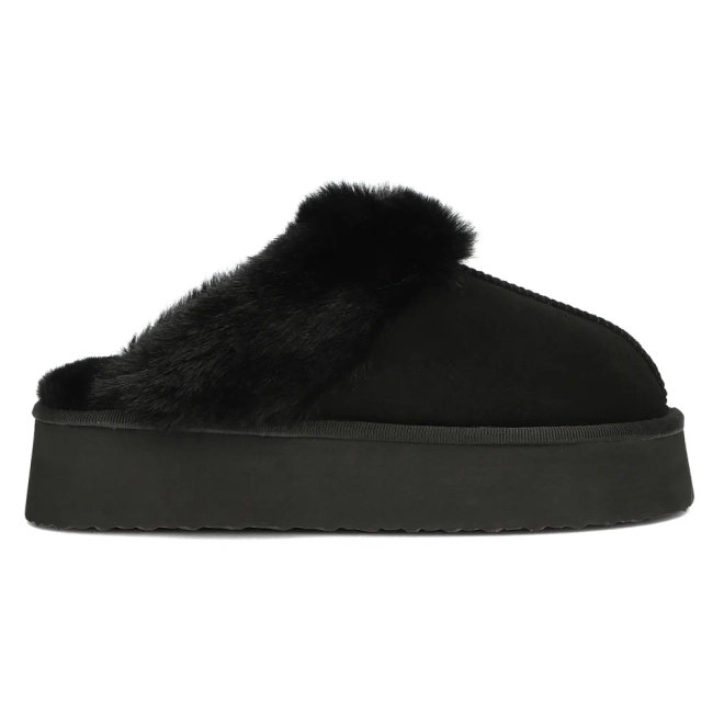 Fur slippers ZH-206 black