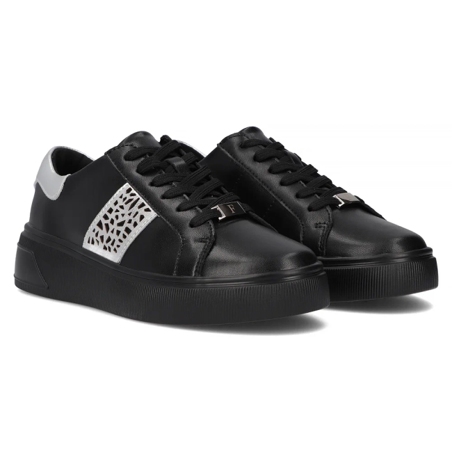 Leather sneakers Filippo DP6824/25 BK black