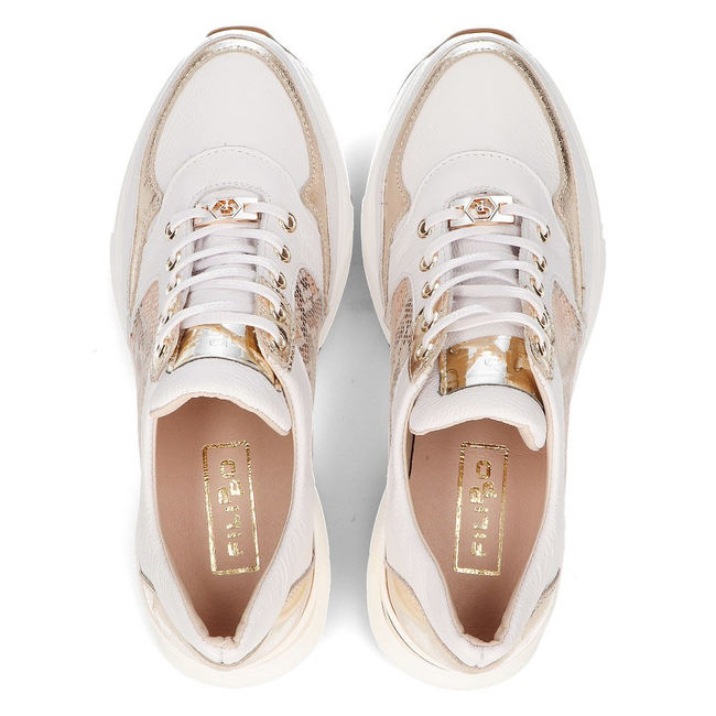 Skórzane sneakersy Filippo 087 białe złote