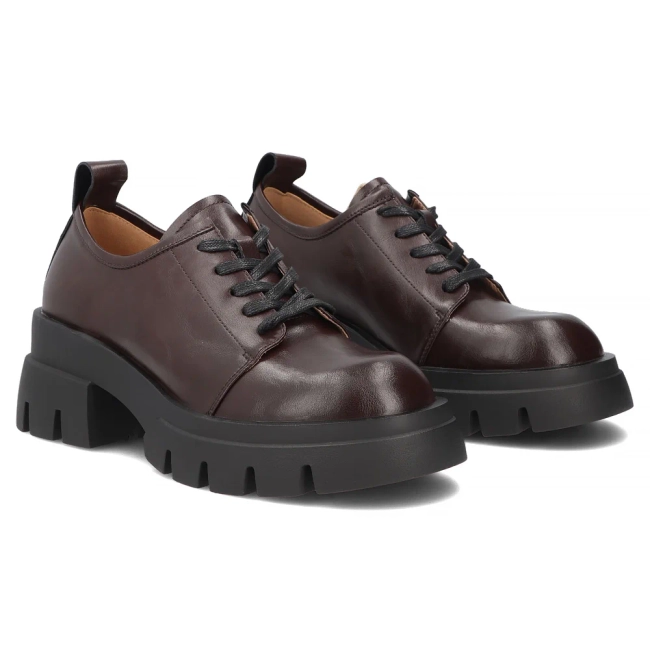 Skórzane półbuty Filippo DP8156/26 D BR ciemnobrązowe