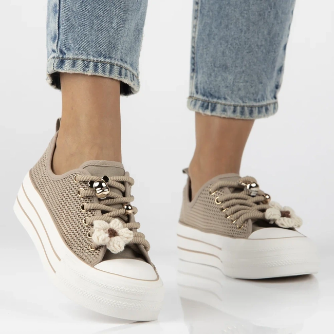 Trampki beige up bold QY880-63 brązowe