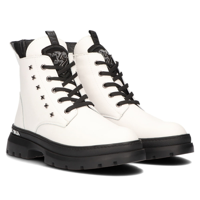 Skórzane trzewiki Filippo DBT3063/21 WH białe