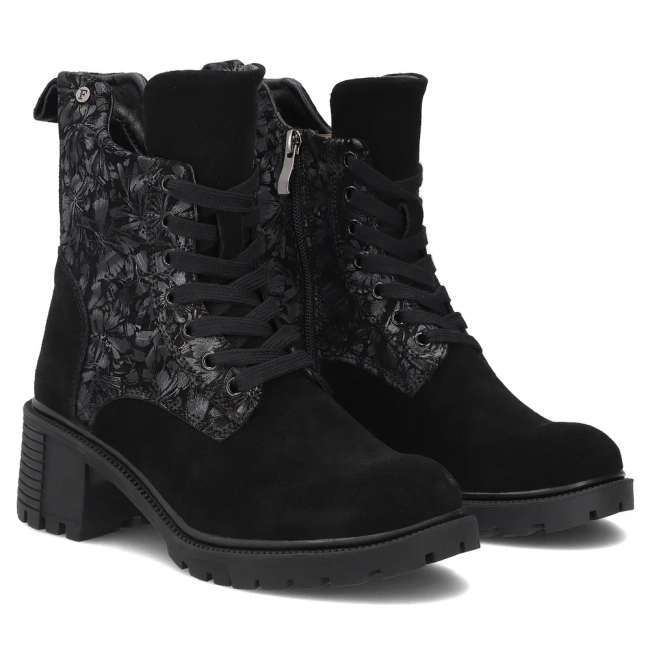 Leather heeled ankle boots Filippo DBT8021/26 BK GR black