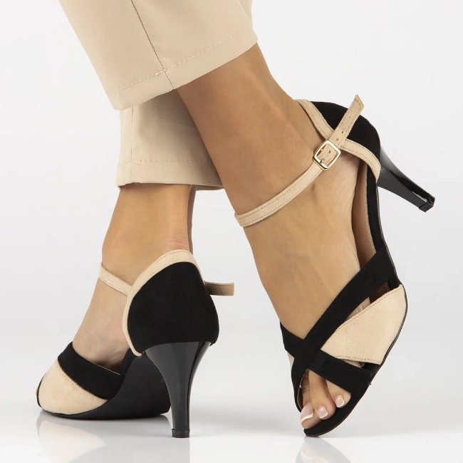 Sandały na szpilce Filippo DS6228/24 BK BE czarne