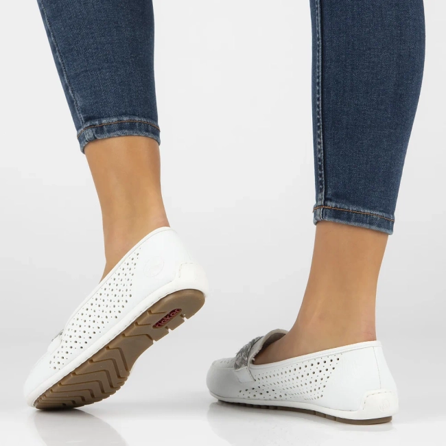 Leather loafers Rieker 46885-80 white