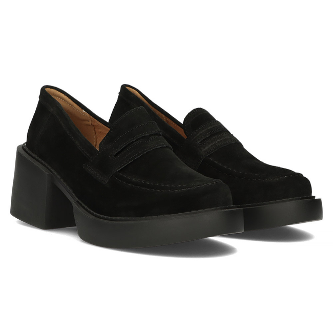 Skórzane półbuty na obcasie Filippo DP4685/23 BK czarne