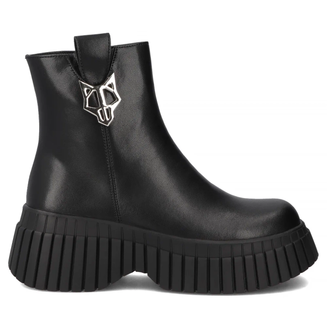 Skórzane botki na platformie Filippo DBT7311/26 BK czarne