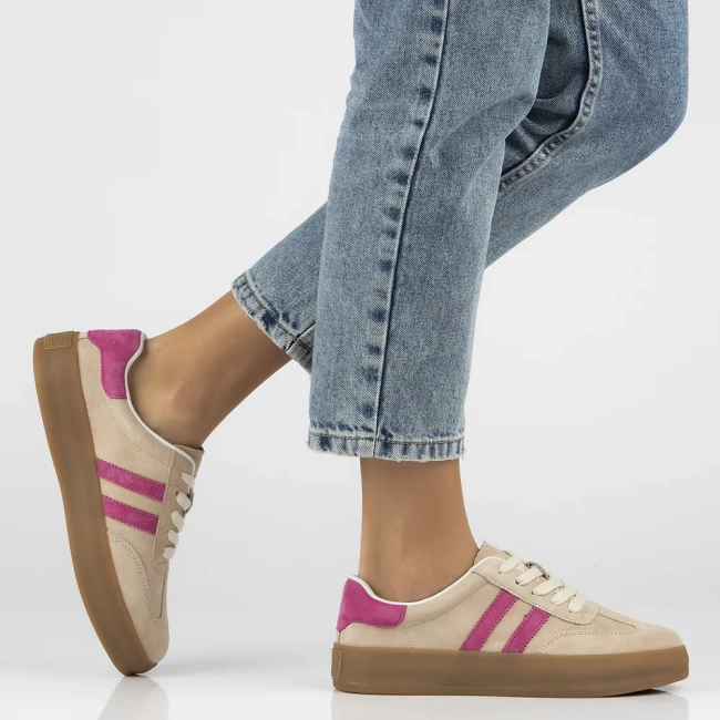 Skórzane sneakersy Filippo DP6764/25 BE FH beżowe