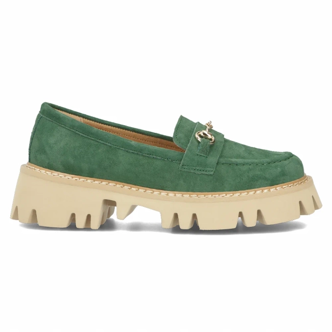 Skórzane półbuty na platformie Filippo DP6089/24 GE zielone