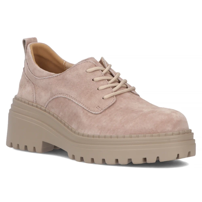 Skórzane półbuty na platformie Filippo DP6123/24 TP taupe