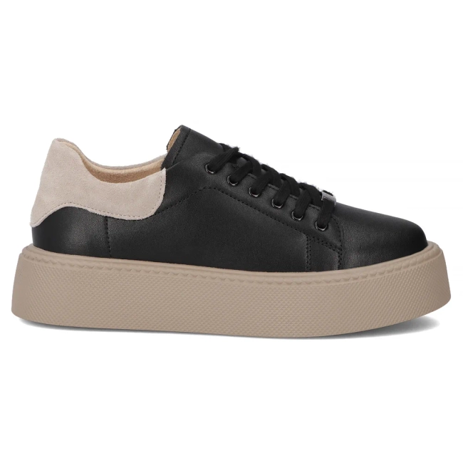 Leather sneakers Filippo DP6119/26 BK BE black-beige