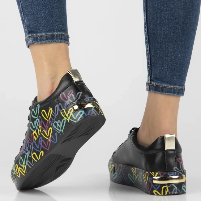 Skórzane półbuty na platformie Filippo DP3533/24 BK MLT czarne