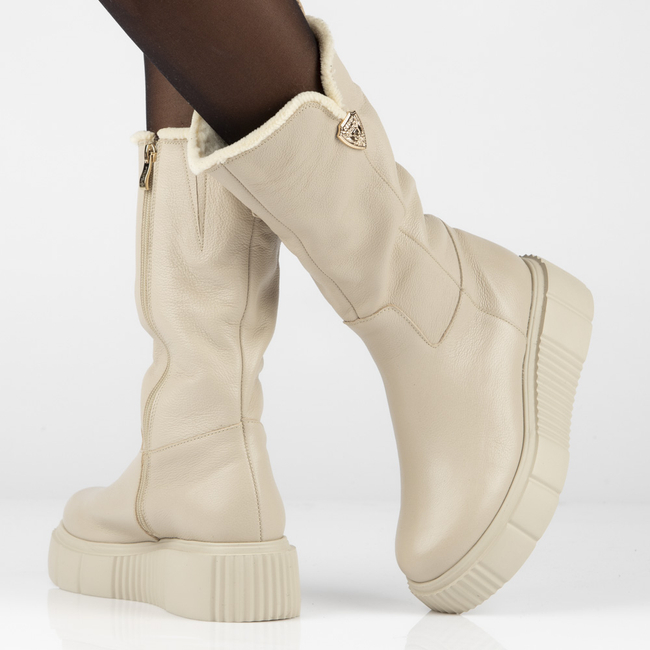 Leather ankle boots Filippo 70121 taupe