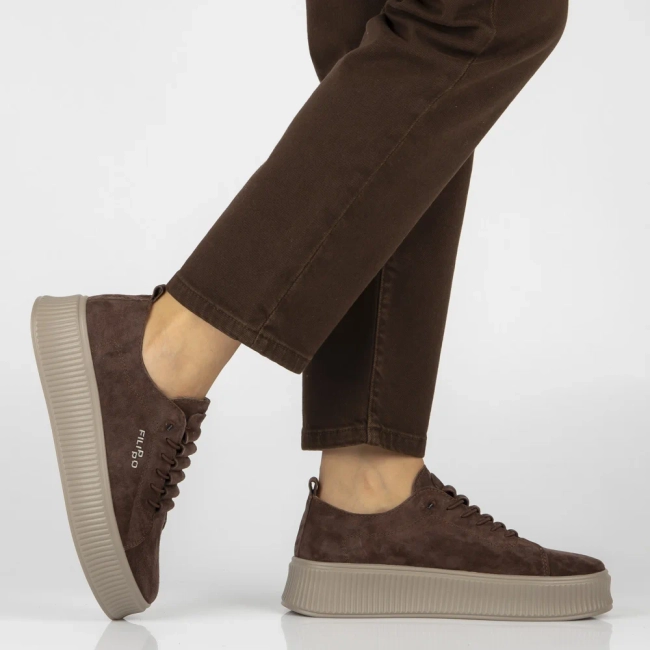 Leather sneakers Filippo DP8343/26 D BR dark brown