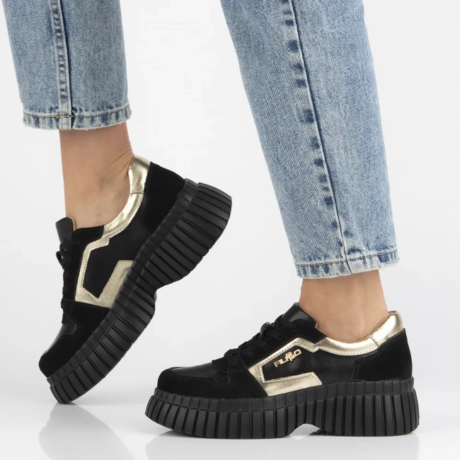 Skórzane sneakersy Filippo DP6780/25 BK GO czarne
