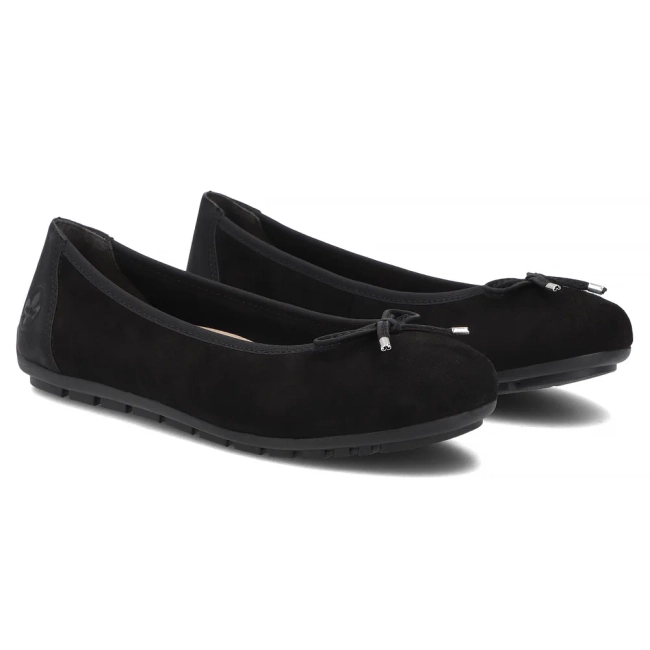 Skórzane baleriny Rieker 43850-01 czarne