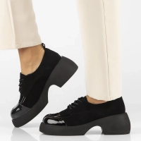 Skórzane półbuty na obcasie Filippo DP6271/24 BK czarne