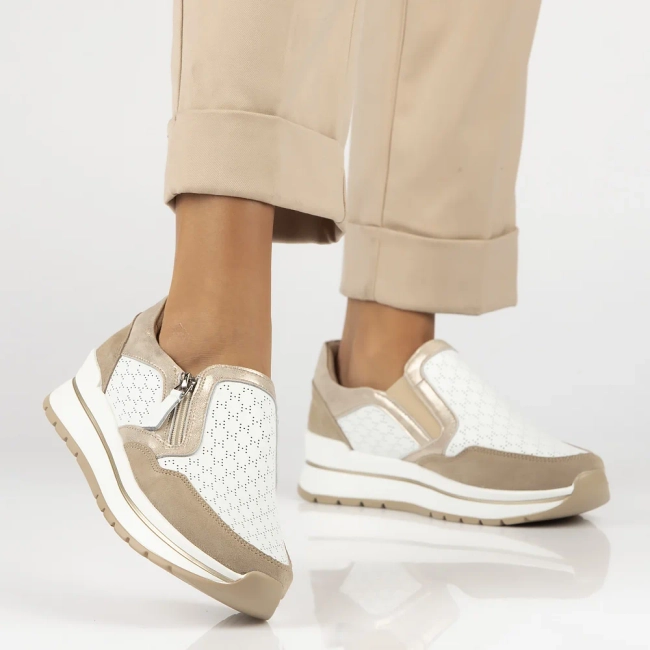 Leather shoes Filippo DP6777/25 WH BE white beige