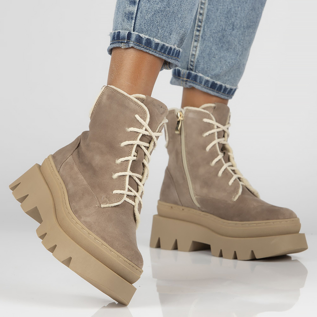 Skórzane botki typu workery Filippo 60404 Taupe