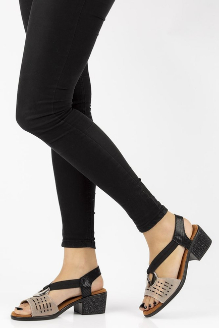 Leather sandals Filippo DS2308/21 BK GO black and gold