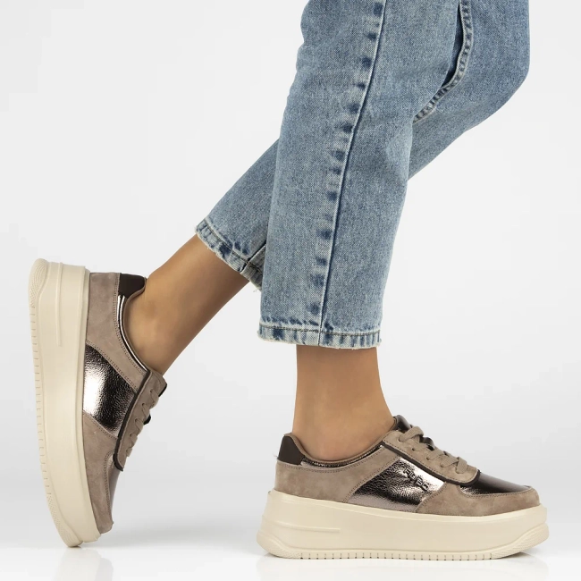 Skórzane sneakersy Filippo DP7124/25 TP beżowe