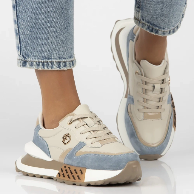 Skórzane sneakersy Filippo DP6733/25 BE BL beżowe