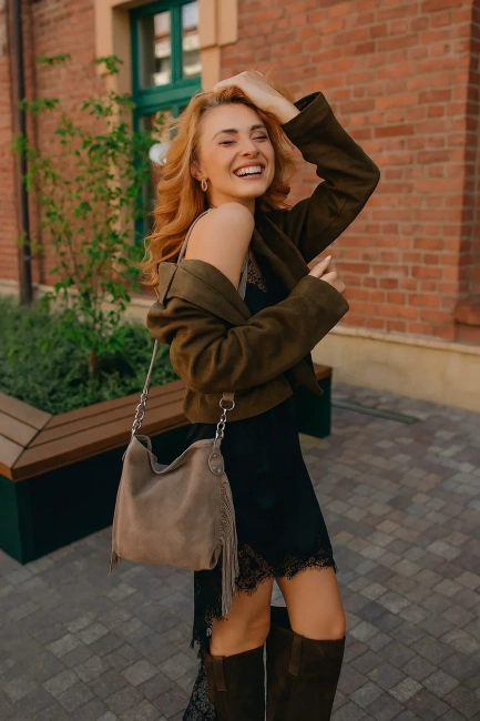 Leather handbag Toscanio G98 beige