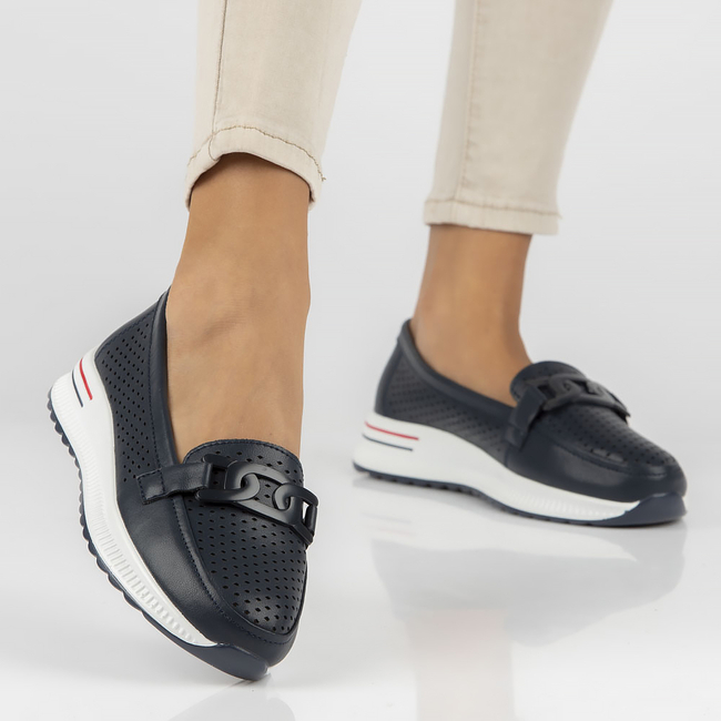 Skórzane półbuty na platformie Filippo DP4400/23 NV granatowe