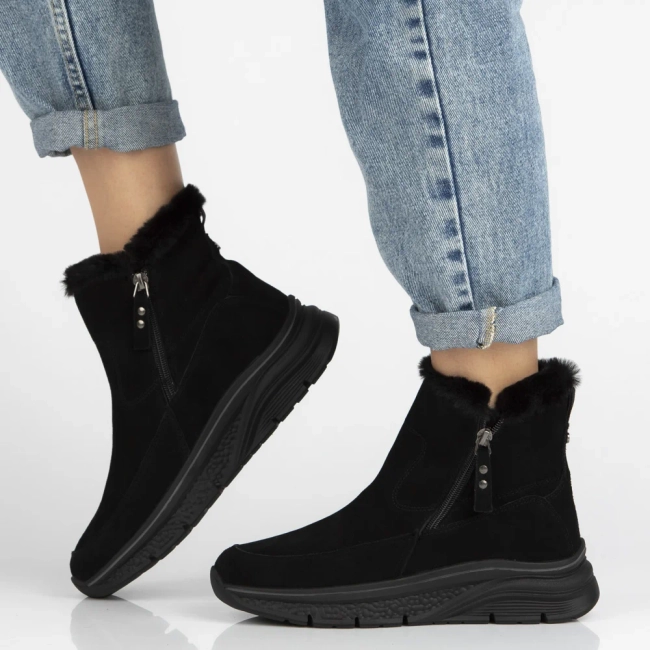 Skórzane botki na platformie Filippo DBT7291/25 BK czarne