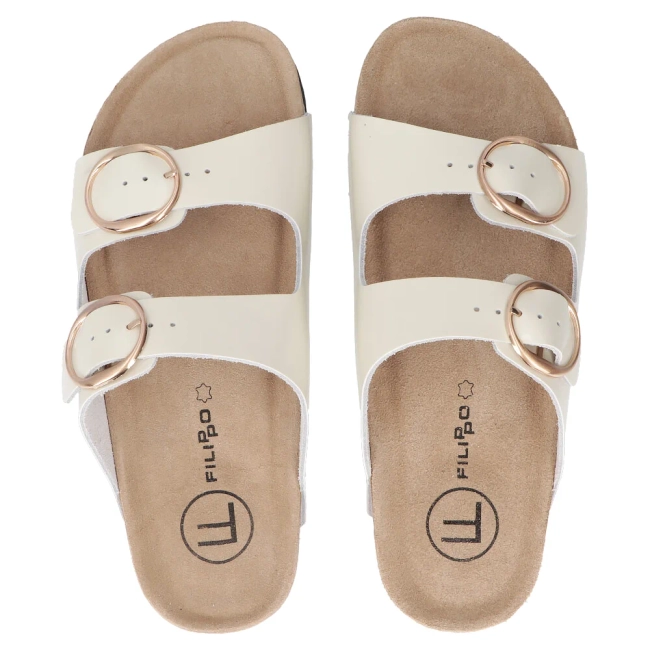 Skórzane klapki Filippo DK7061/25 WH białe