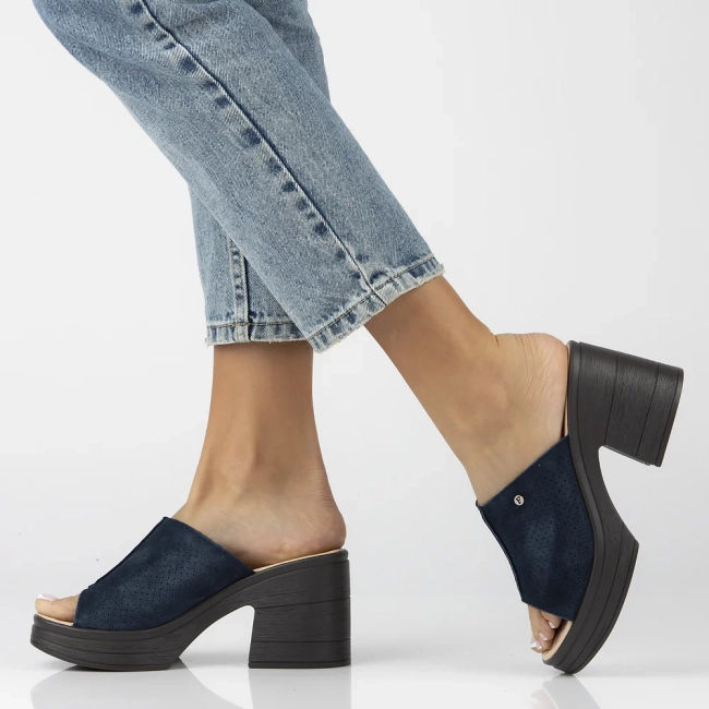 Leather slippers Filippo DK6814/25 NV navy