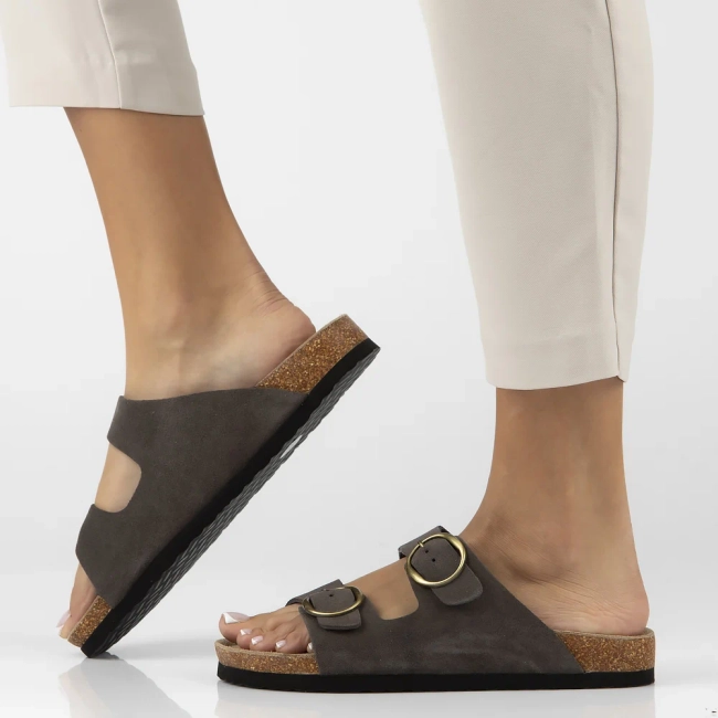 Skórzane klapki Filippo DK7061/25 TP taupe