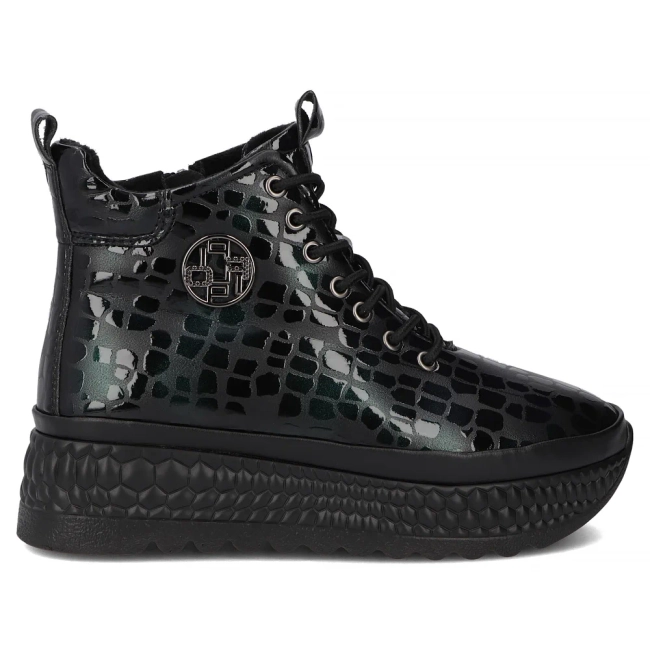 Skórzane botki na platformie Filippo DBT7278/25 GE zielone