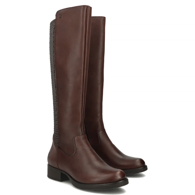 Skórzane kozaki Rieker Z9591-29 brązowe