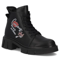 Skórzane botki na obcasie Filippo DBT7147/25 BK czarne