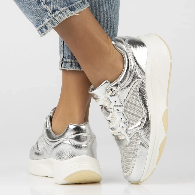 Leather sneakers Filippo DP6723/25 SI silver