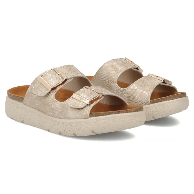 Skórzane klapki Filippo DK7925/26 GO złote