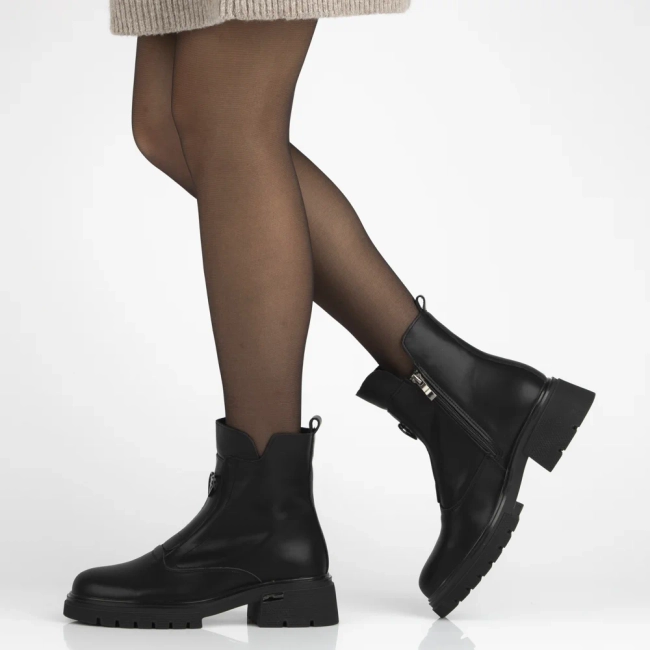 Skórzane botki na obcasie Filippo DBT7148/25 BK czarne