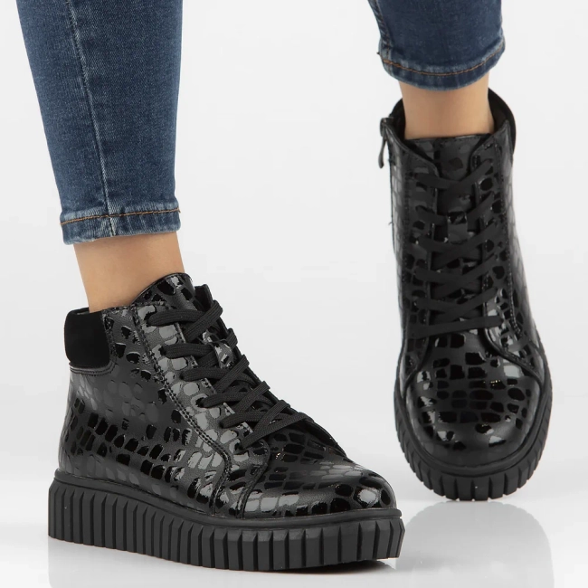 Leather ankle boots DBT6368/24 BK black