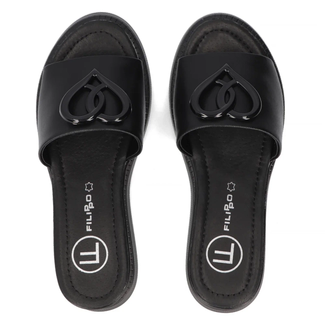 Skórzane klapki Filippo DK6068/24 BK czarne
