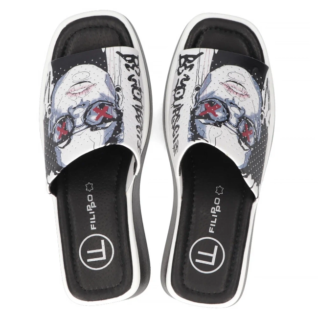 Leather slippers Filippo DK6820/25 WH white