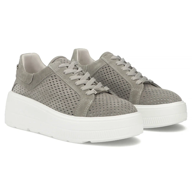 Skórzane sneakersy Filippo DP7675/26 GR szare