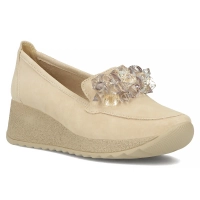 Skórzane półbuty na koturnie Filippo DP4563/24 BE beżowe