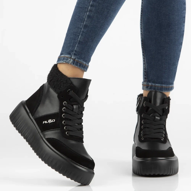 Leather ankle boots DBT6429/24 BK black