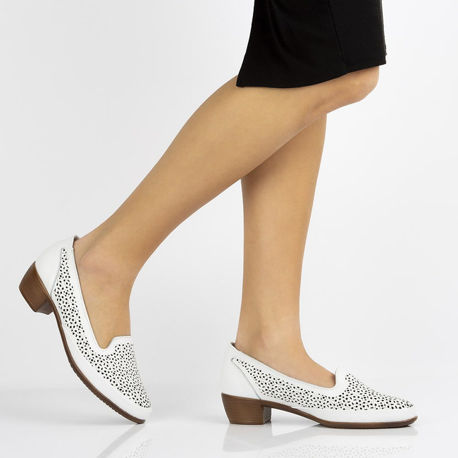 Skórzane półbuty Filippo DP1405/20 WH białe